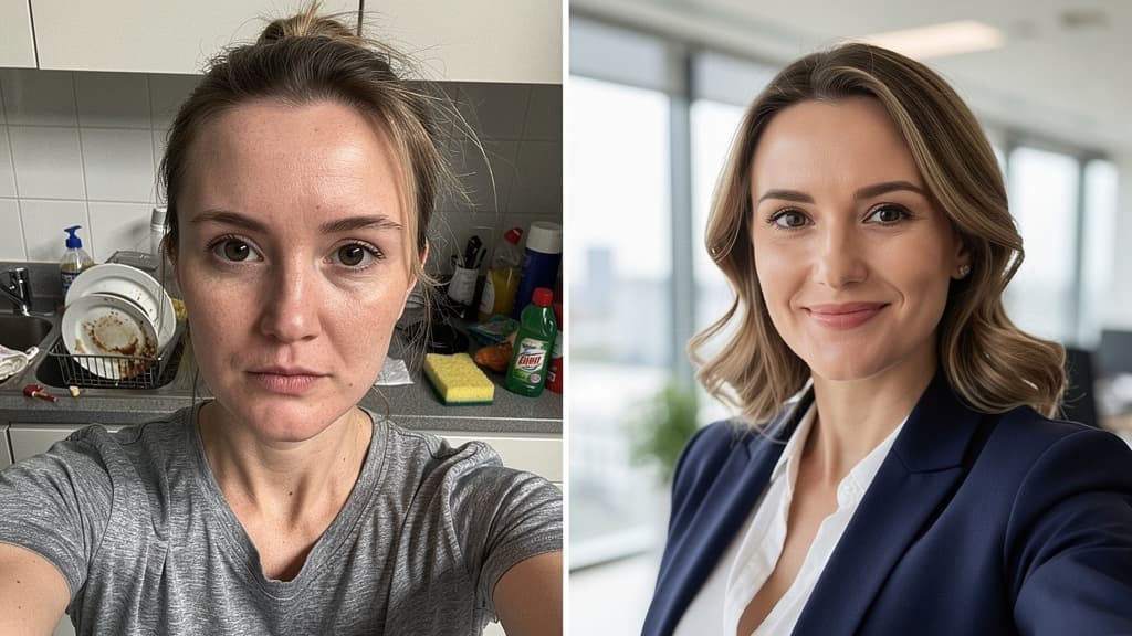 Vorher-Nachher Vergleich: Selfie zu professionellem KI-Portrait